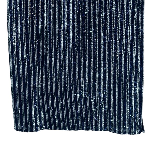 Anthropologie Flat White Short-Sleeve Sequin Stripe Shift Midi Dress Medium - Picture 7 of 14